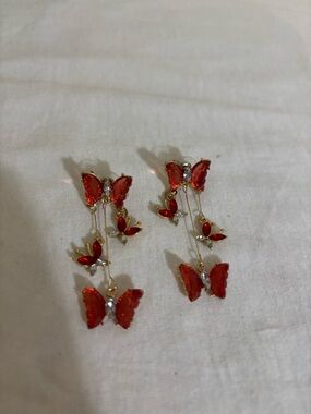 Red Butterfly Drop Earrings - Unbranded Women’s Jewelry